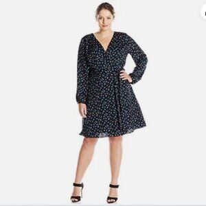 Adrianna Papel Chic Black and Blue Patterned Dress wrap style Size 8